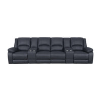 Anderson 4 Seater Fabric Manual Recliner Sofa Lounge Chair Set Onyx