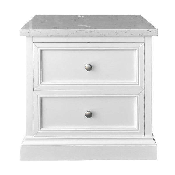 Andes Bedside Table Marble Top White