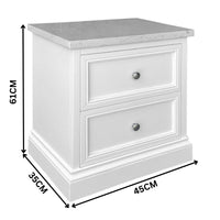Andes Bedside Table Marble Top White