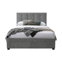 Anko Fabric Double Bed Frame Storage Drawer Grey