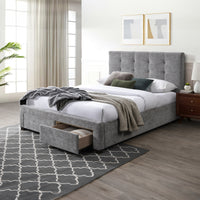 Anko Fabric Double Bed Frame Storage Drawer Grey