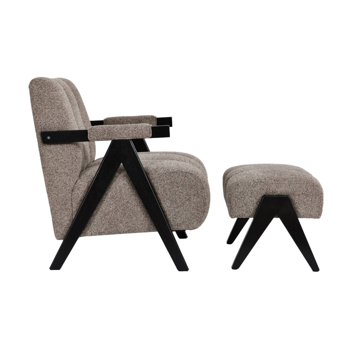 Arbor Fabric Accent Chair Foot Stool Fawn Grey