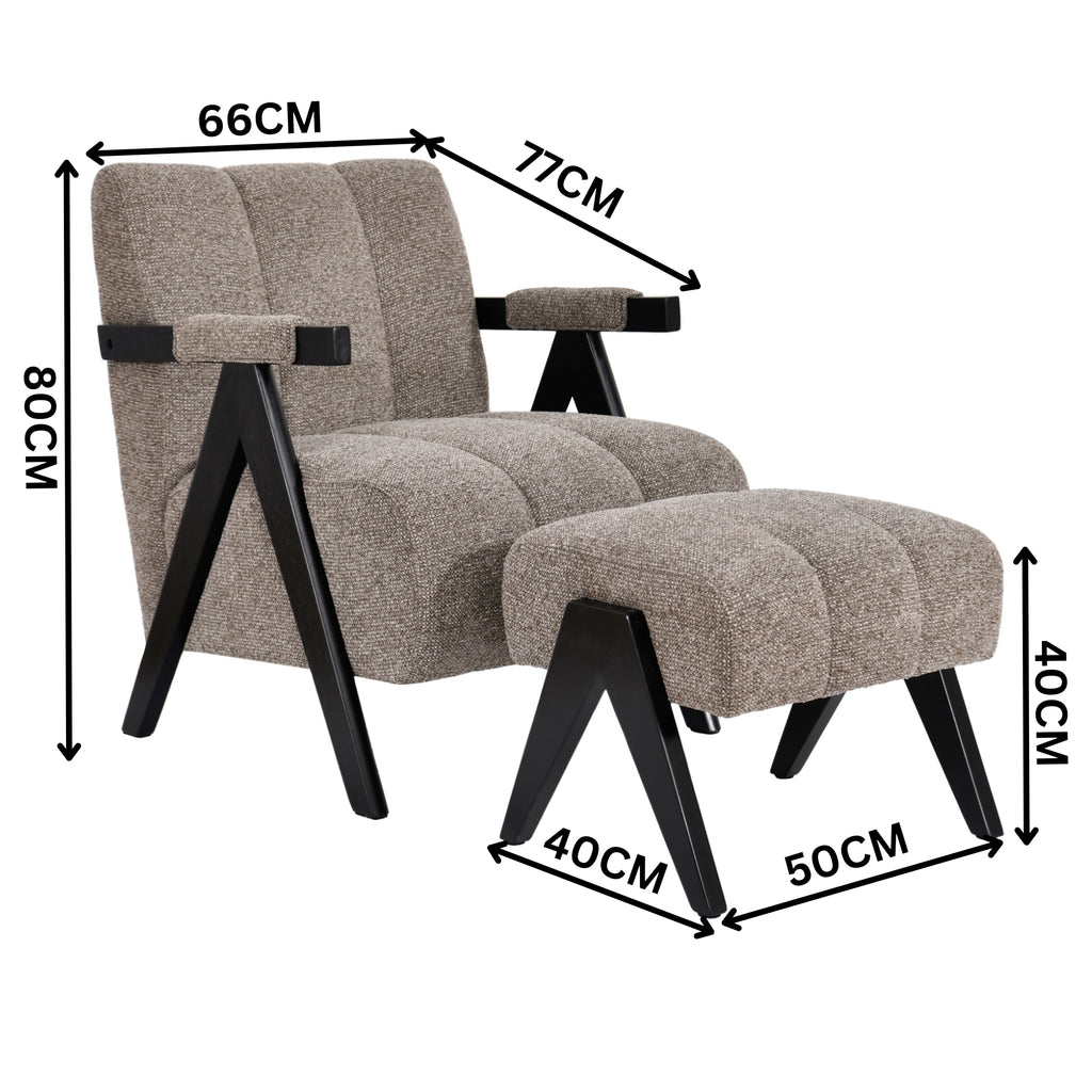 Arbor Fabric Accent Chair Foot Stool Fawn Grey