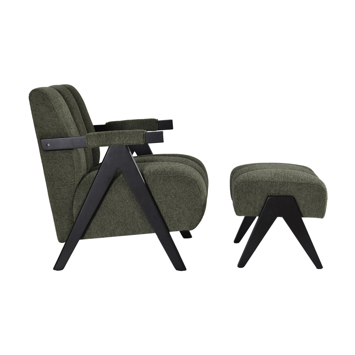 Arbor Fabric Accent Chair Foot Stool Green