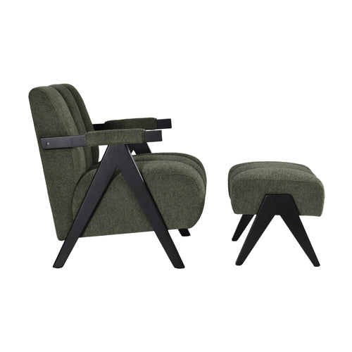 Arbor Fabric Accent Chair Foot Stool Green