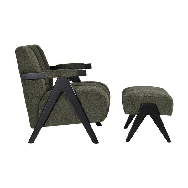 Arbor Fabric Accent Chair Foot Stool Green