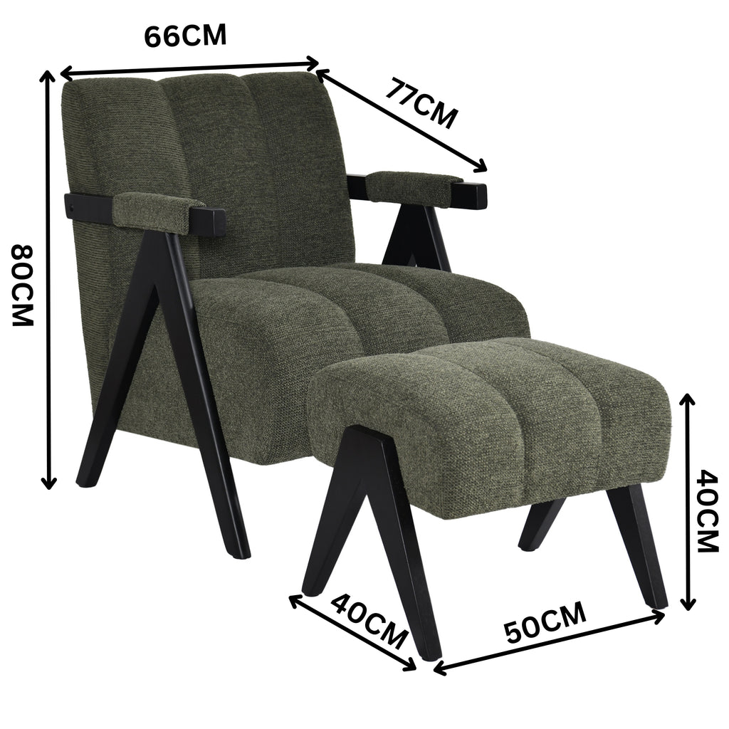 Arbor Fabric Accent Chair Foot Stool Green