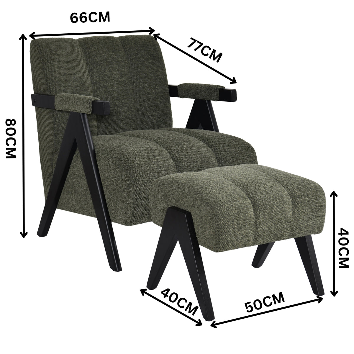 Arbor Fabric Accent Chair Foot Stool Green