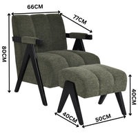 Arbor Fabric Accent Chair Foot Stool Green