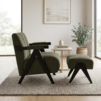 Arbor Fabric Accent Chair Foot Stool Green