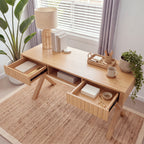 Arden 140cm Home Office Desk Natural seen from above with both drawers open