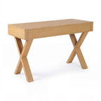 Arden 140cm Home Office Desk Natural, rear three-quarter view on a white background