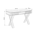 Arden 140cm Home Office Desk Natural, dimension drawing: 140 cm wide, 50 cm deep, 80 cm high