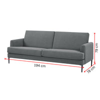 Ariya 3 Seater Fabric Sofa Mid Grey 