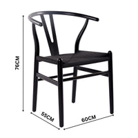 Ark Wishbone 2pc Set Dining Chair Replica Hans Wenger Beech Timber Wood Black