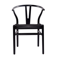 Ark Wishbone 2pc Set Dining Chair Replica Hans Wenger Beech Timber Wood Black