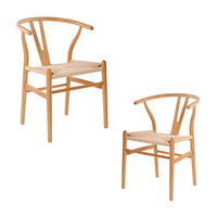 Ark Wishbone 2pc Set Dining Chair Replica Hans Wenger Beech Timber Wood Natural