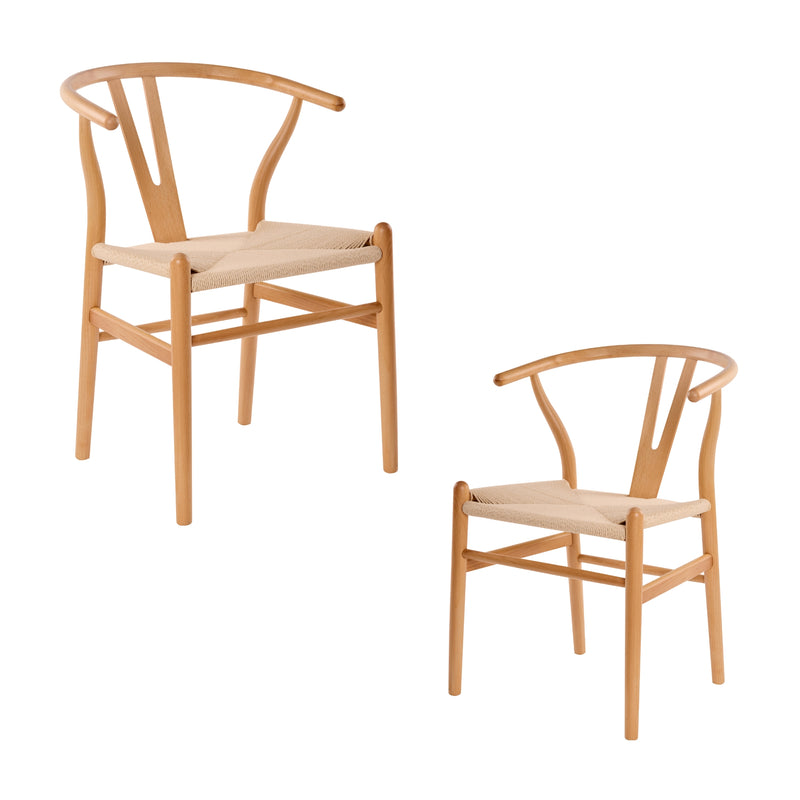 Ark Wishbone 2pc Set Dining Chair Replica Hans Wenger Beech Timber Wood Natural