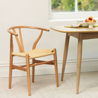 Ark Wishbone 2pc Set Dining Chair Replica Hans Wenger Beech Timber Wood Natural