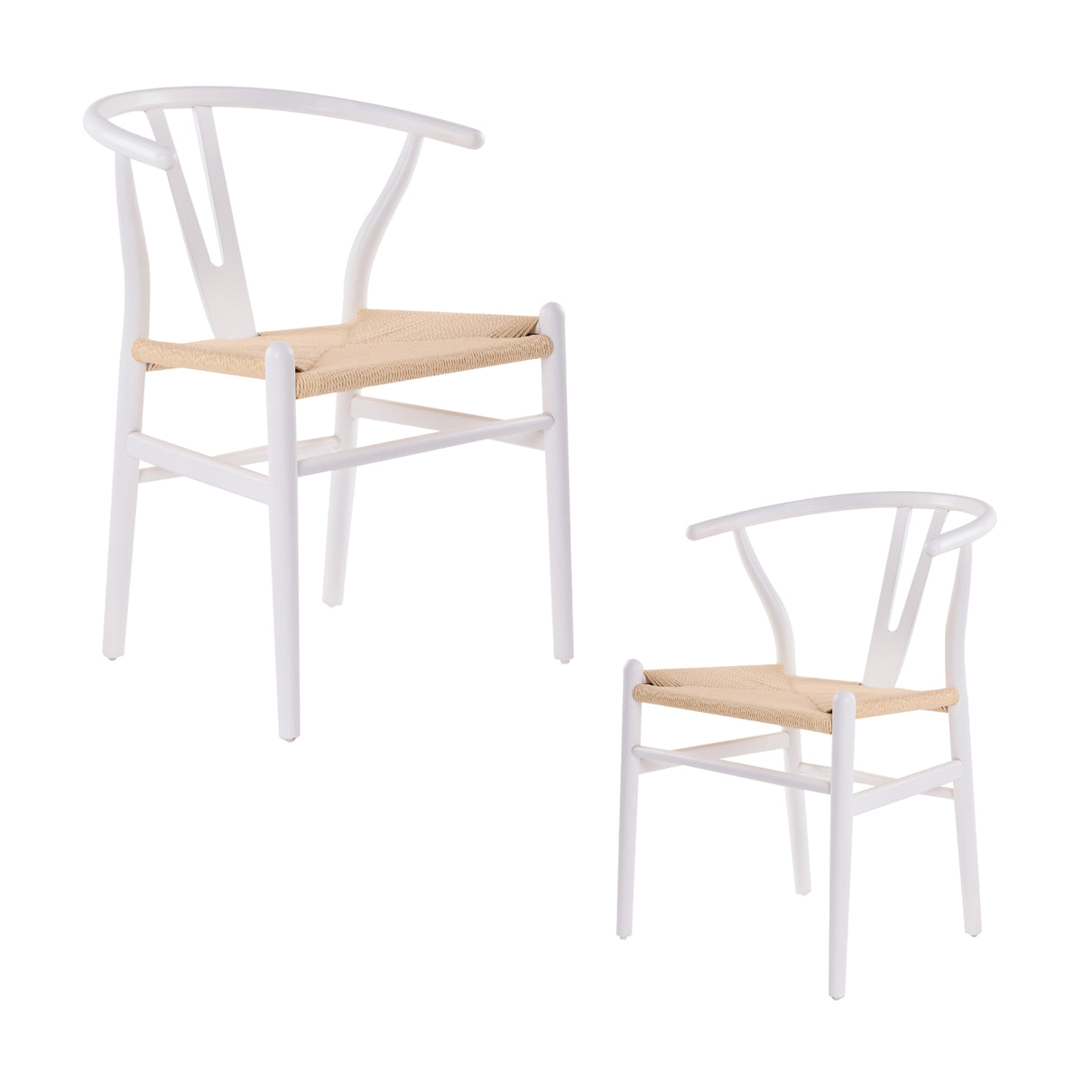 Ark Wishbone 2pc Set Dining Chair Replica Hans Wenger Beech Timber Wood White