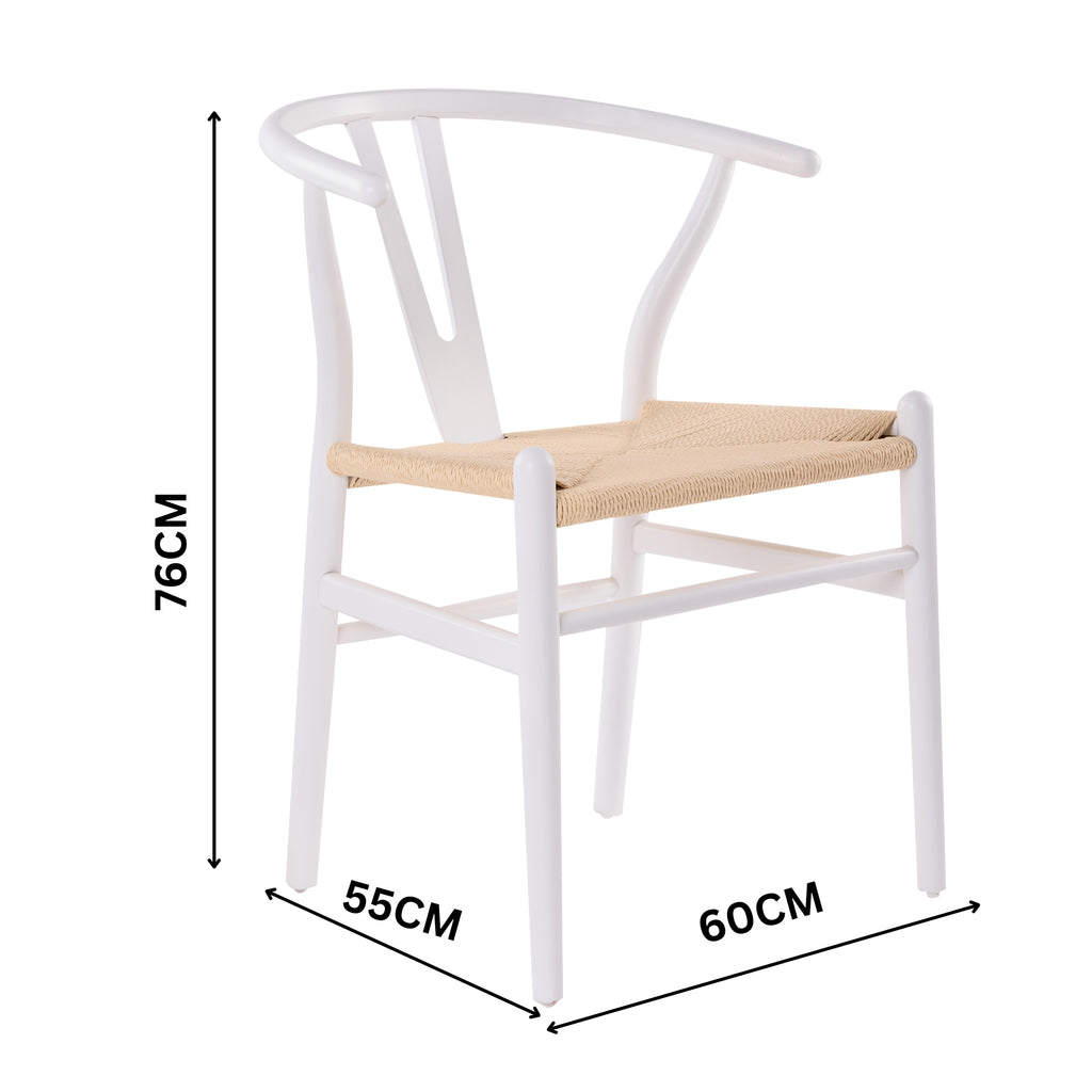 Ark Wishbone 2pc Set Dining Chair Replica Hans Wenger Beech Timber Wood White