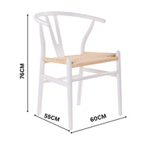 Ark Wishbone 2pc Set Dining Chair Replica Hans Wenger Beech Timber Wood White