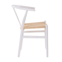 Ark Wishbone 2pc Set Dining Chair Replica Hans Wenger Beech Timber Wood White