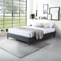 Arte Bed Frame Fabric Mattress Platform Base  Mid Grey Double 