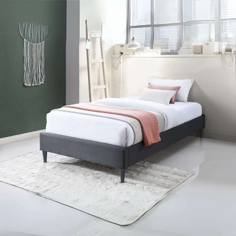 Arte Bed Frame Fabric Mattress Platform Base  Mid Grey King Single 