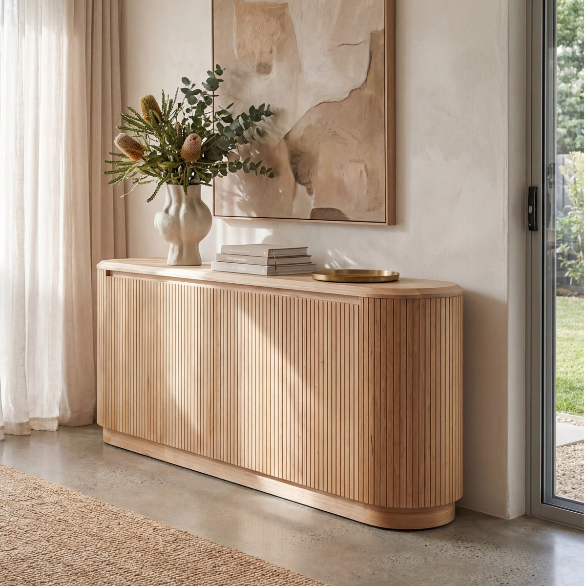 Arushi 200cm Buffet Table Storage Cabinet Natural