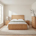 Arushi 4pc Queen Bedroom Set Bed Frame Tallboy Bedside Table Natural
