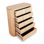 Arushi Tallboy Chest of 5 Drawers Natural