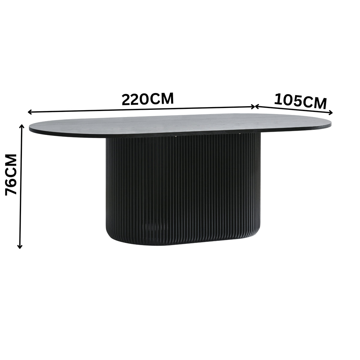 Arvin 220cm Ovan Dining Table Black