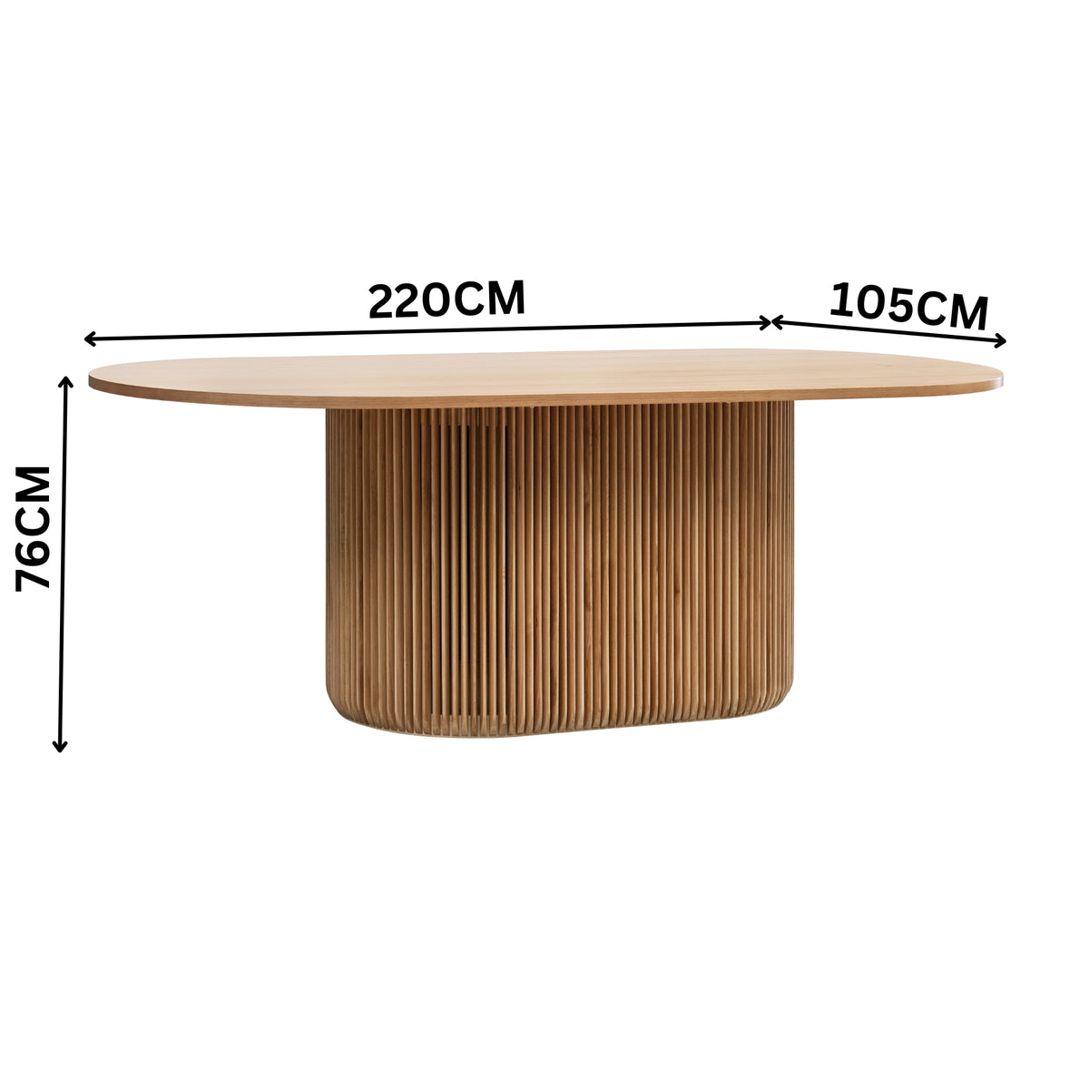 Arvin 220cm Ovan Dining Table Natural
