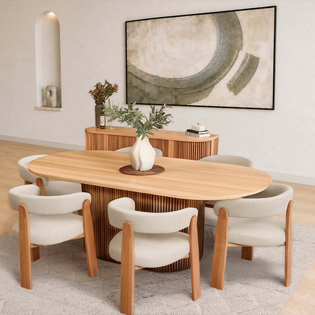 Arvin 220cm Ovan Dining Table Natural