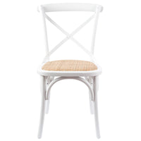 Aster Crossback Dining Chair Set of 2 Solid Birch Timber Wood Ratan Seat - White