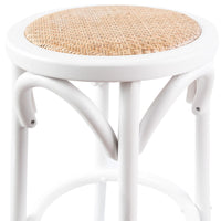 Aster Round Bar Stools Dining Stool Chair Solid Birch Timber Rattan Seat White