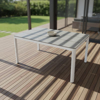 Astro 160cm Outdoor Dining Table Polystone Top Aluminium Frame White