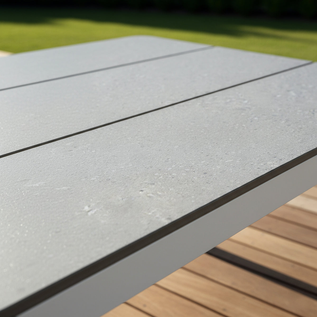 Astro 160cm Outdoor Dining Table Polystone Top Aluminium Frame White