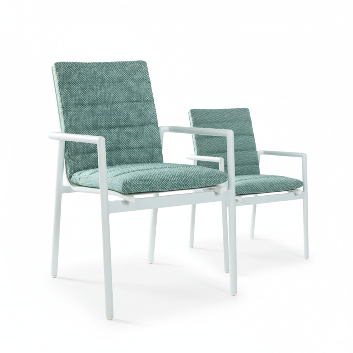Astro 2pc Set Outdoor Dining Chair Aluminium Frame Textilene Seat White Green