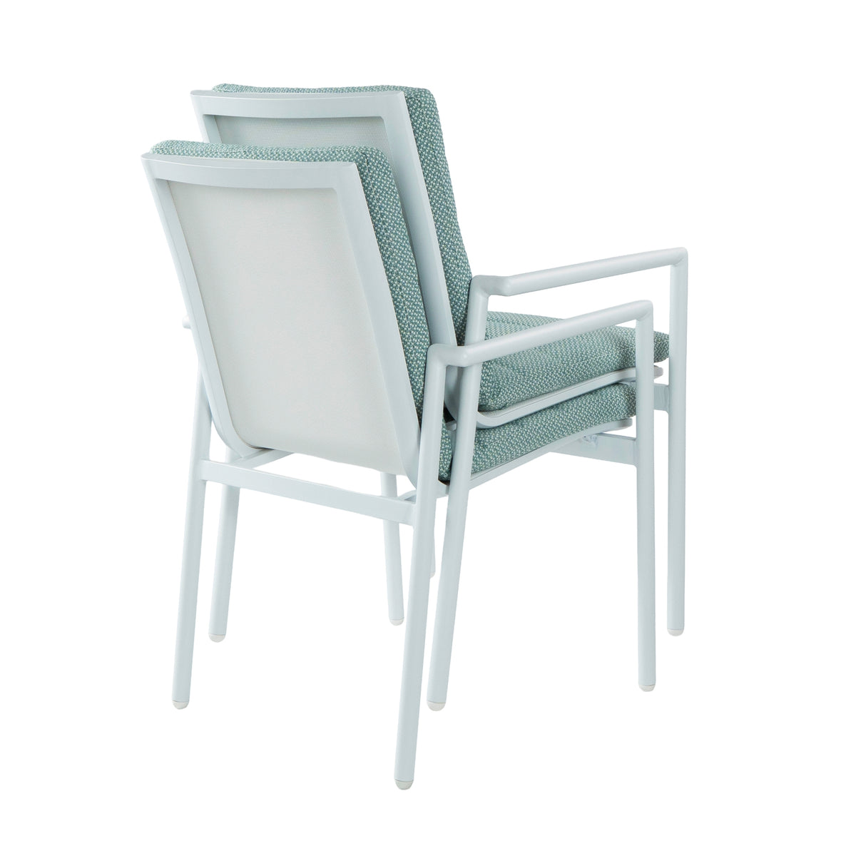 Astro 2pc Set Outdoor Dining Chair Aluminium Frame Textilene Seat White Green