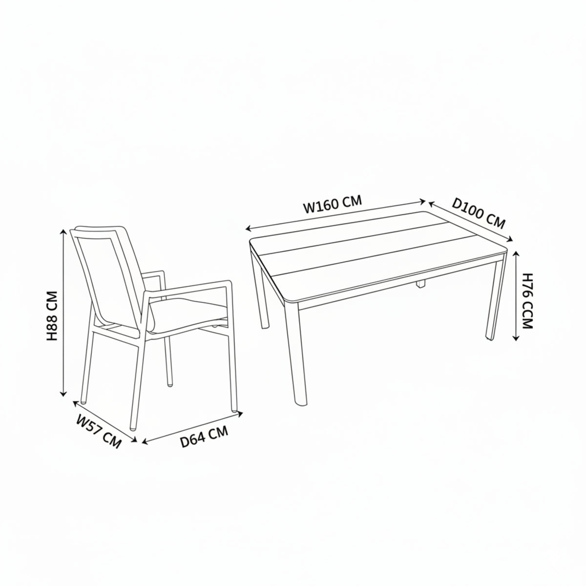 Astro 2pc Set Outdoor Dining Chair Aluminium Frame Textilene Seat White Green