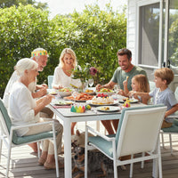 Astro 7pc Set 160cm Aluminium Outdoor Dining Table Polystone Top 6 Chair White