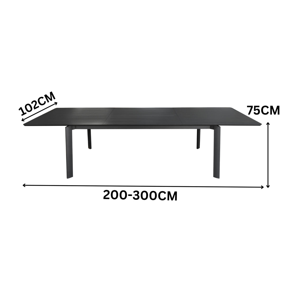 Ataman 200-300cm Extension Aluminium Outdoor Dining Table Dark Grey