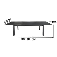 Ataman 200-300cm Extension Aluminium Outdoor Dining Table Dark Grey