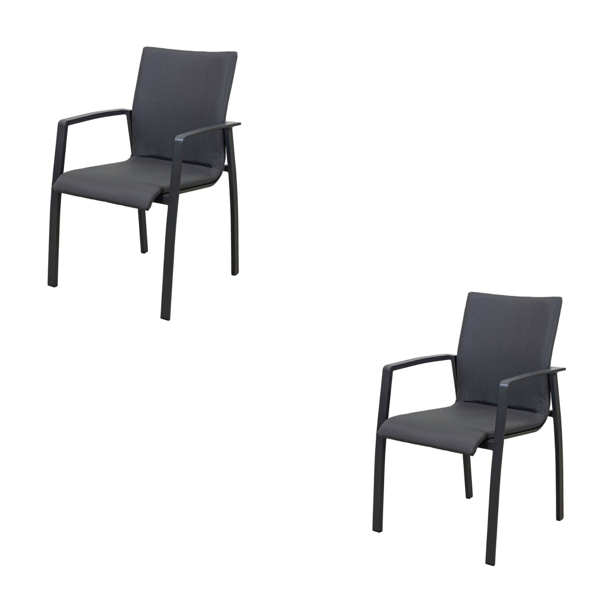 Ataman 2pc Set Aluminium Outdoor Dining Chair Dark Grey