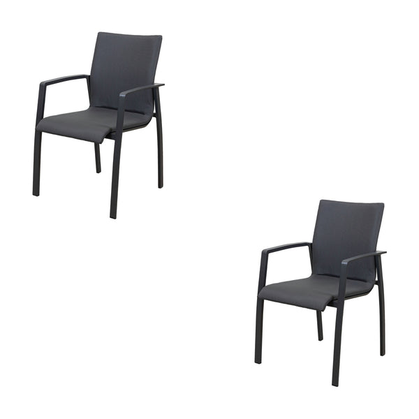 Ataman 2pc Set Aluminium Outdoor Dining Chair Dark Grey