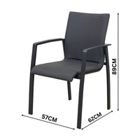 Ataman 2pc Set Aluminium Outdoor Dining Chair Dark Grey