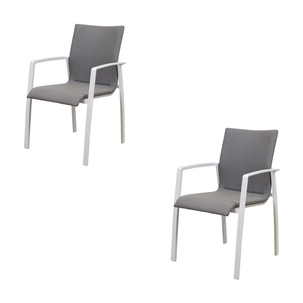 Ataman 2pc Set Aluminium Outdoor Dining Chair White