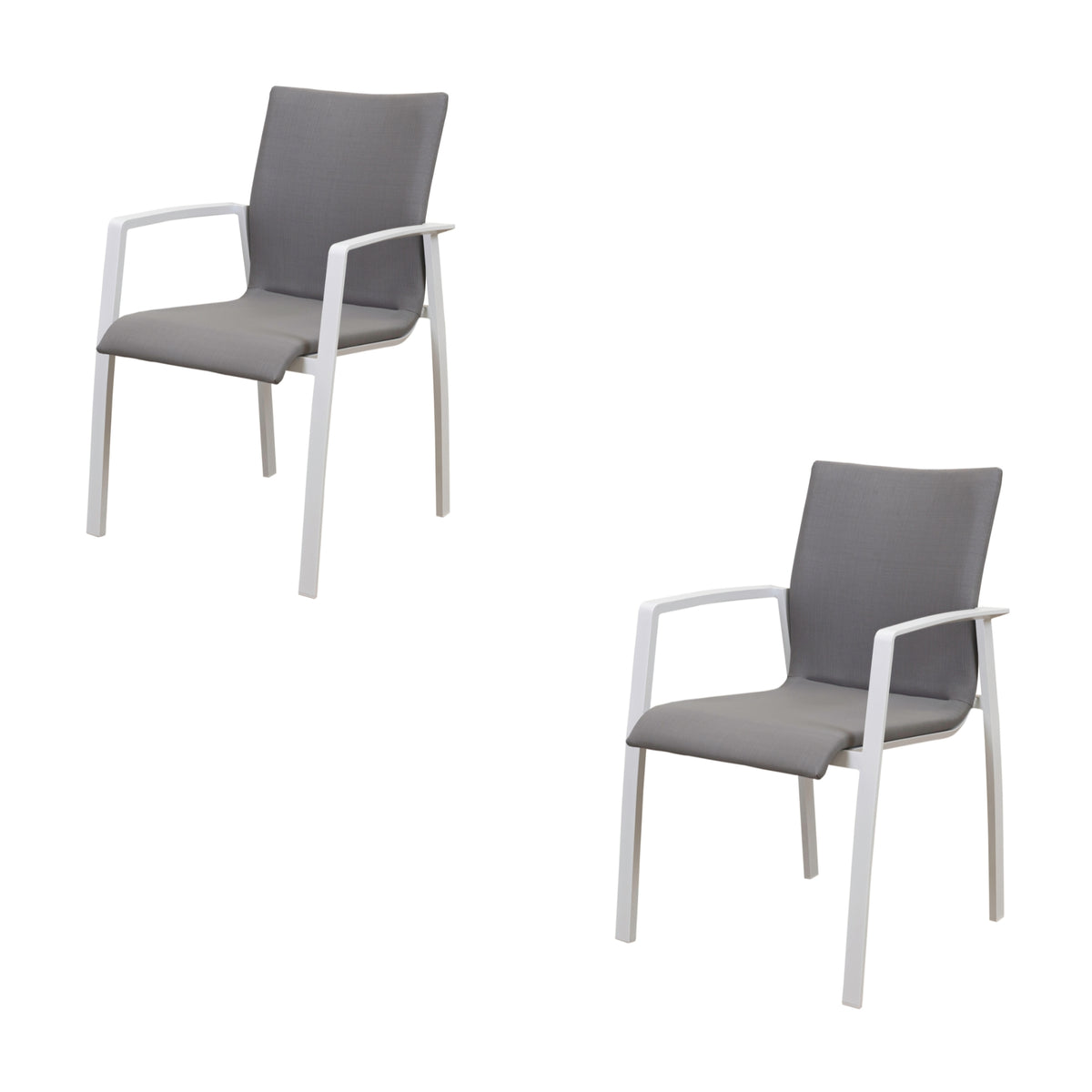 Ataman 2pc Set Aluminium Outdoor Dining Chair White
